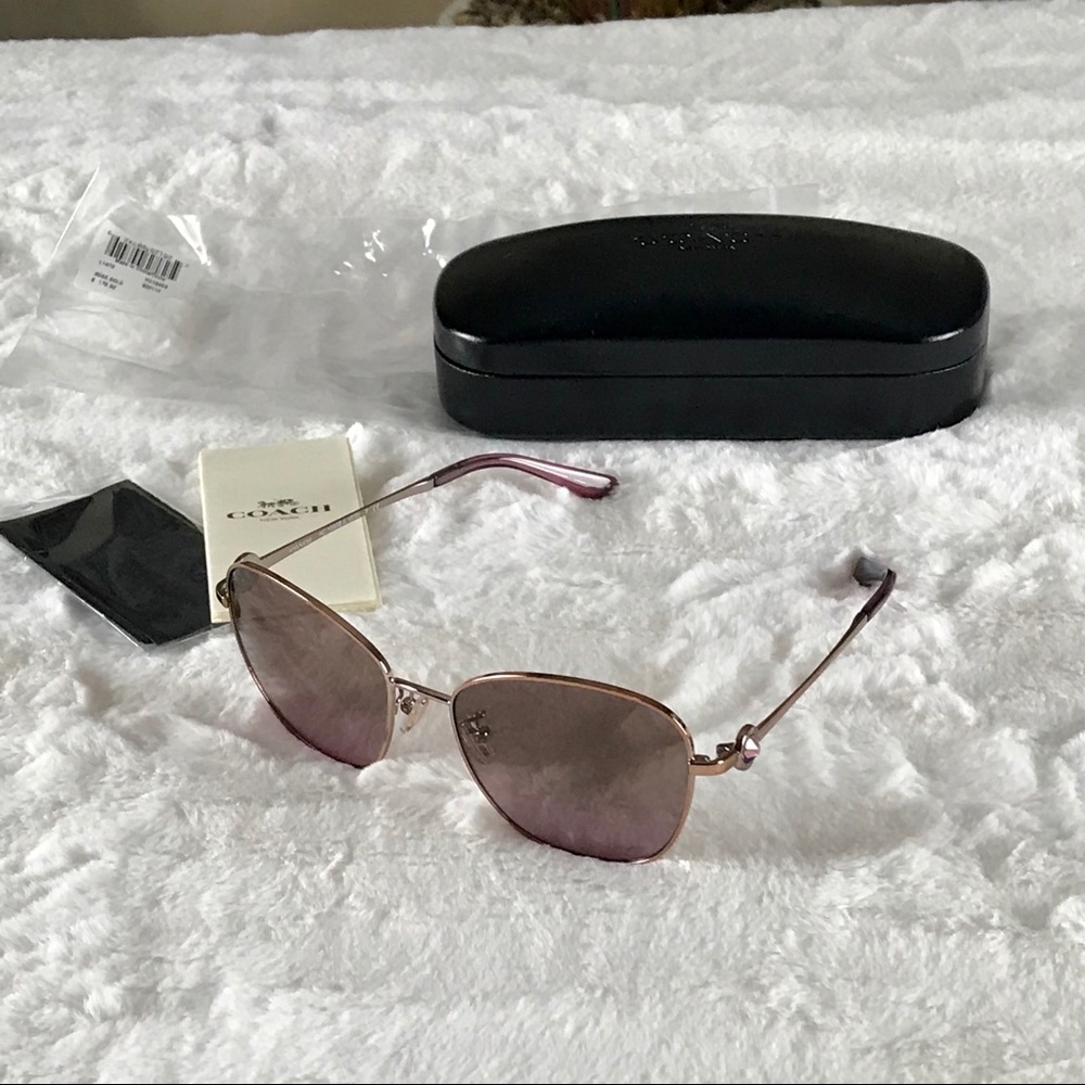 Coach Gia Crystal Butterfly Rose Gold Sunglasses